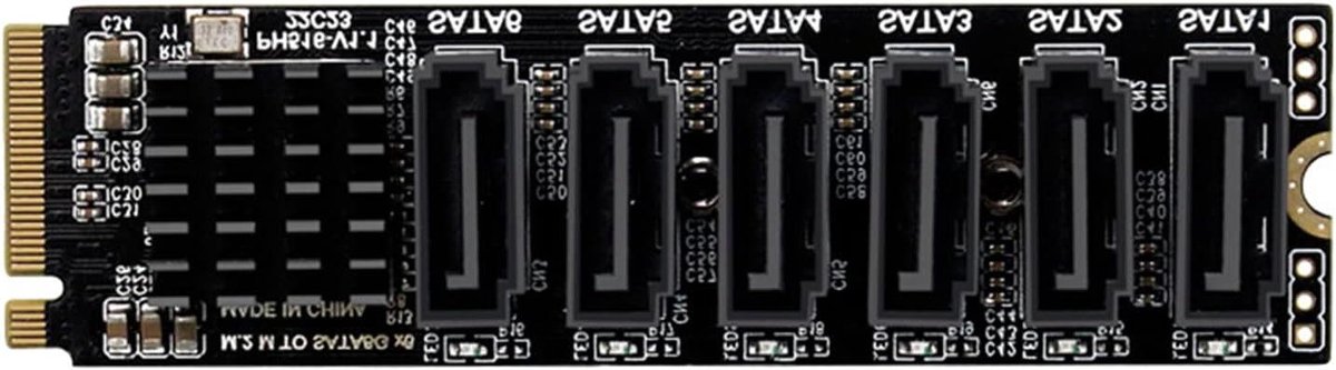 Allecto plus - NVME naar SATA Adapter M.2 Converter met 6 Poorten en Aluminium Radiator