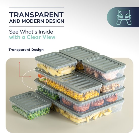 Coffret de conservation alimentaire Soft Chef Fresh Box 20 pièces (8x600 ml 4x1170 ml 4x1200 ml 4x2400 ml) Sans BPA, hermétique, anti-fuite, compatible micro-ondes, lave-vaisselle et congélateur