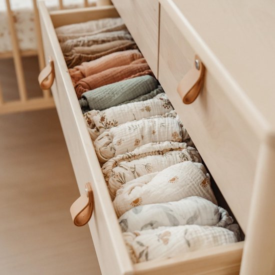 2 Stuks - Hydrofiele Baby Hoeslaken Wieg - Kinderwagen matras - Bruin en kaki - 80x40 cm - Aankleedkussenhoes — afbeelding 4
