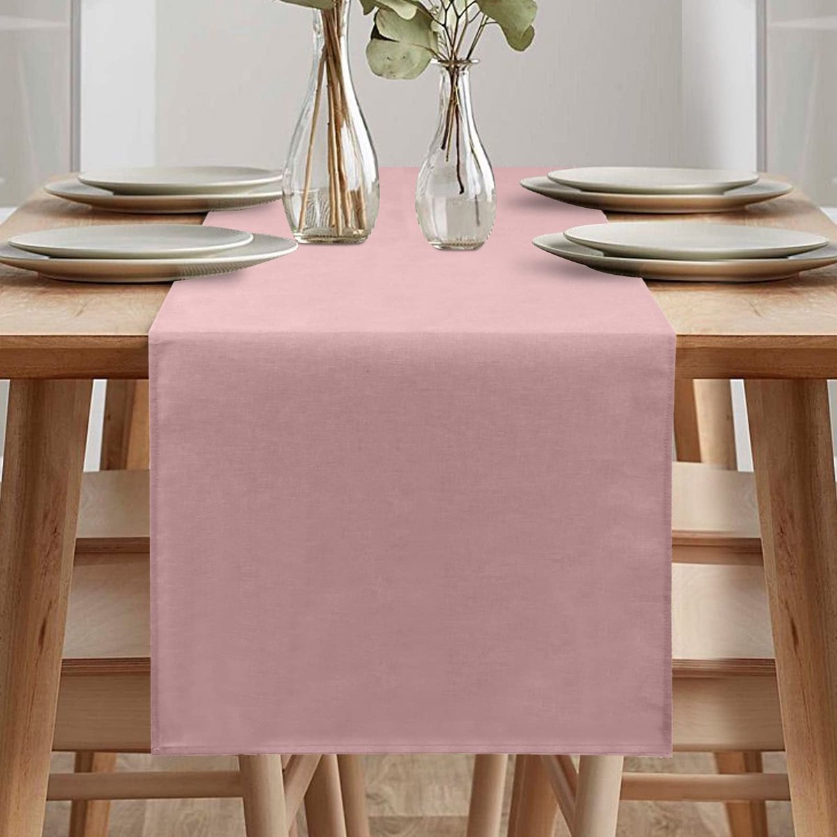 Moderne Lente Tafelloper - Afwasbaar, Linnenlook, Waterafstotend - voor Eetkamer, Feest en Decoratie - Oudroze, 40 x 140 cm