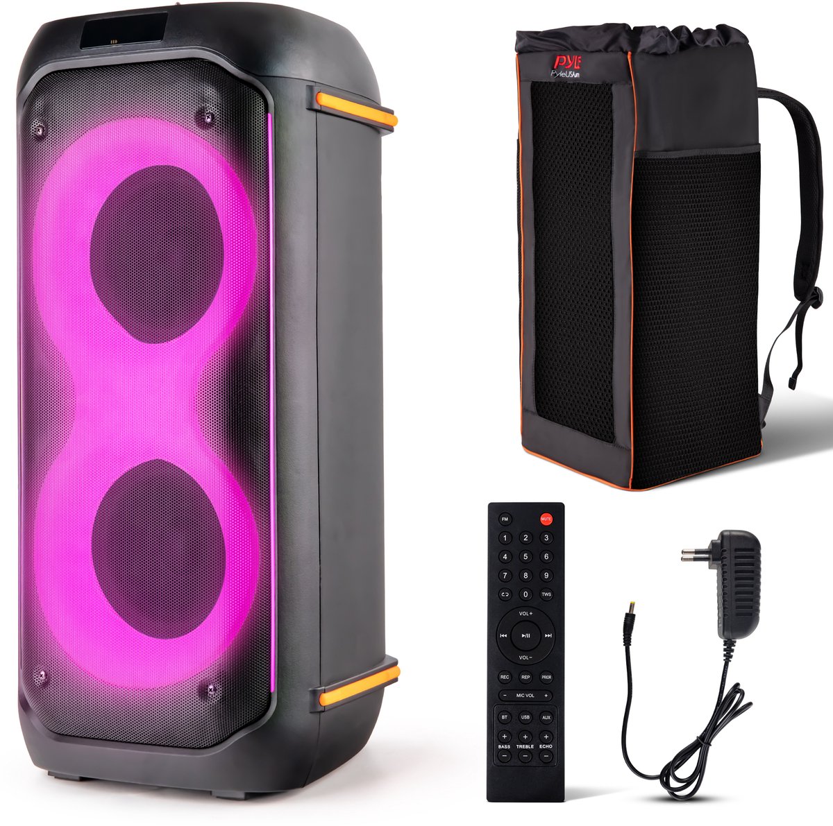 Pyle Bluetooth PA Party Speaker – 160W Karaoke Speaker – Inclusief Draagtasje – 30 x 30 x 67 cm