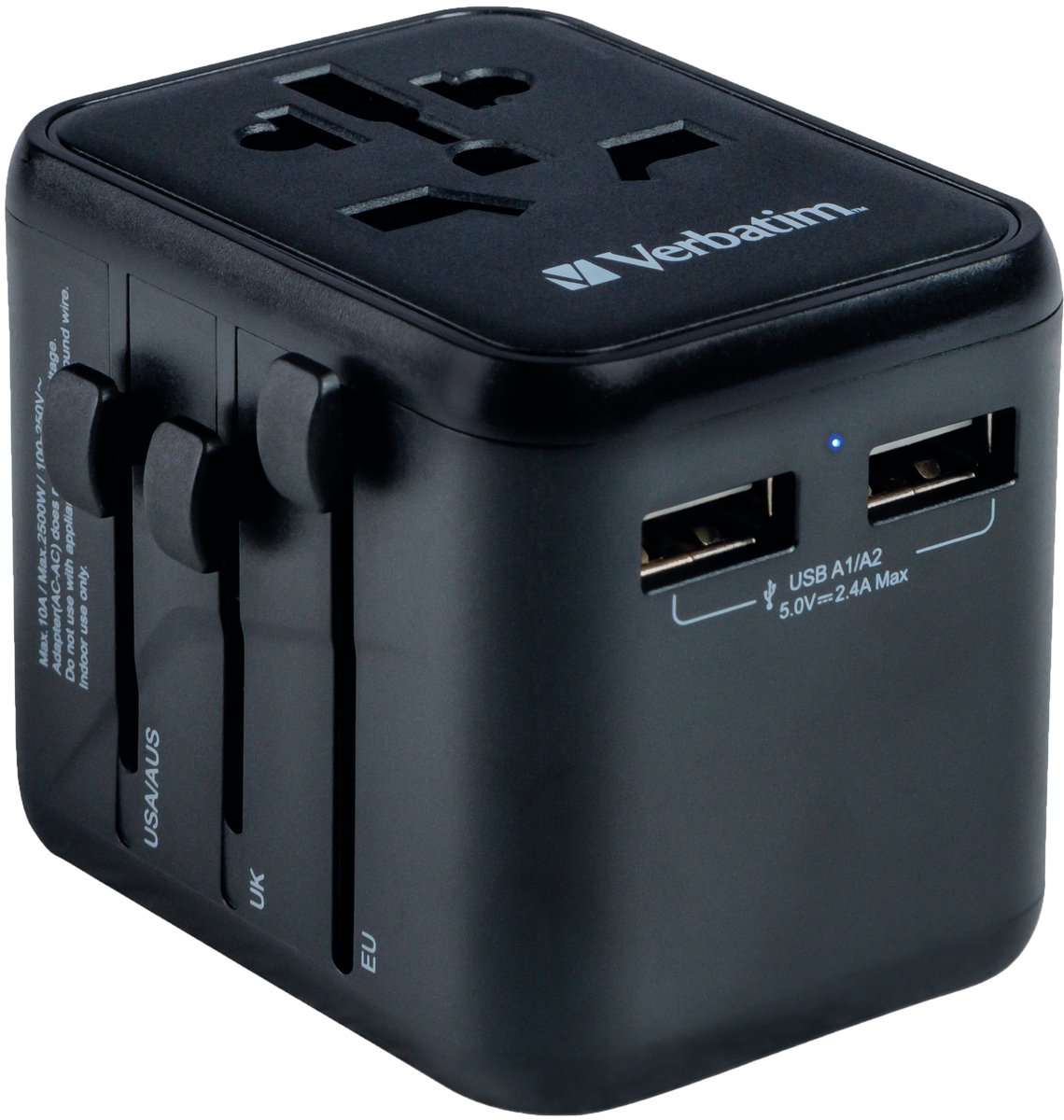 Verbatim 49543 Reisstekker Universal Travel Adapter UTA-01 with 2xUSB Charger