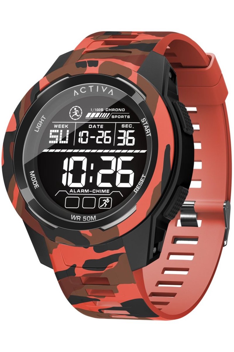 Activa X Invicta DIGITAL ESSENTIALS ACW8105MC-005 Heren Horloge - Waterdicht - Digitaal - Quartz Uurwerk - Plastic met zwarte Wijzerplaat - 45mm