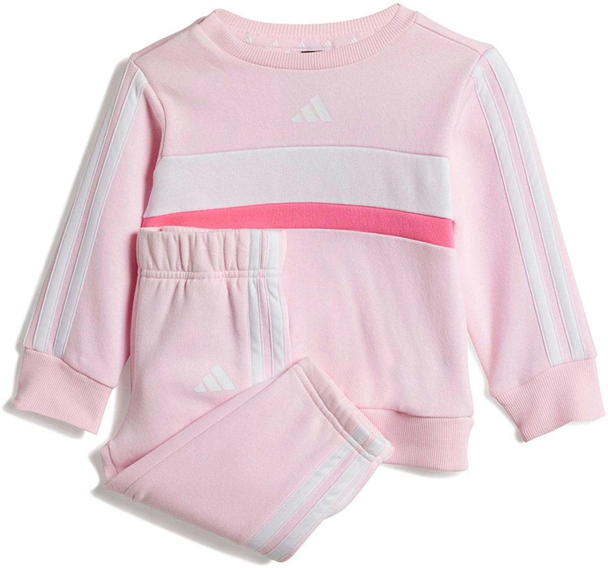 Adidas Seasonal Essentials Tiberio 3 Stripes Fleece Crew Set 6-9 Months Jongens Meisjes Roze
