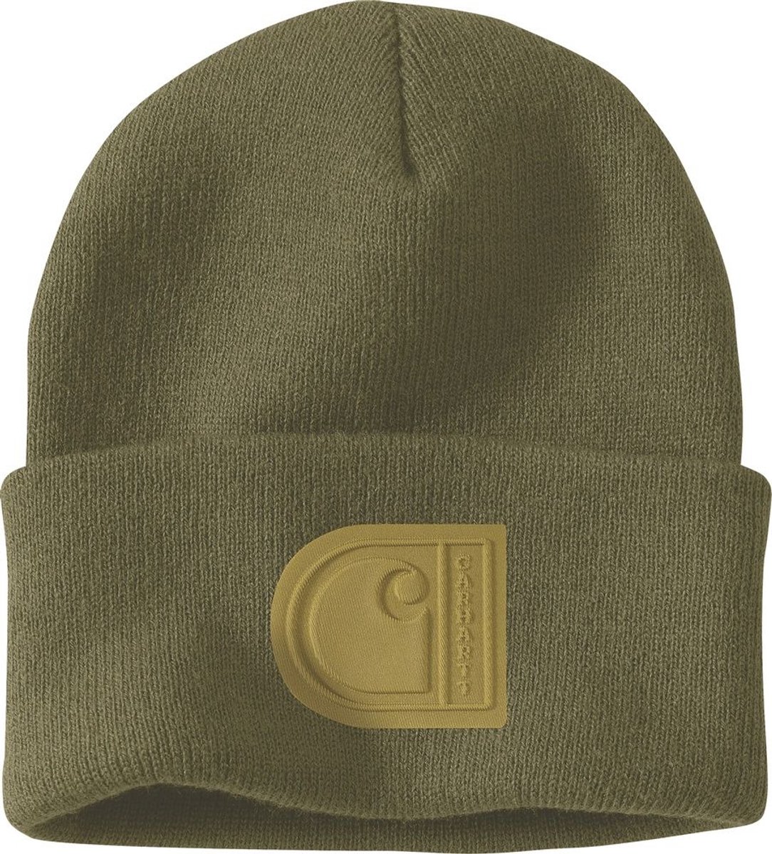 Carhartt Knit Cuffed C Patch Beanie 107190 Dark Bronzed Groen