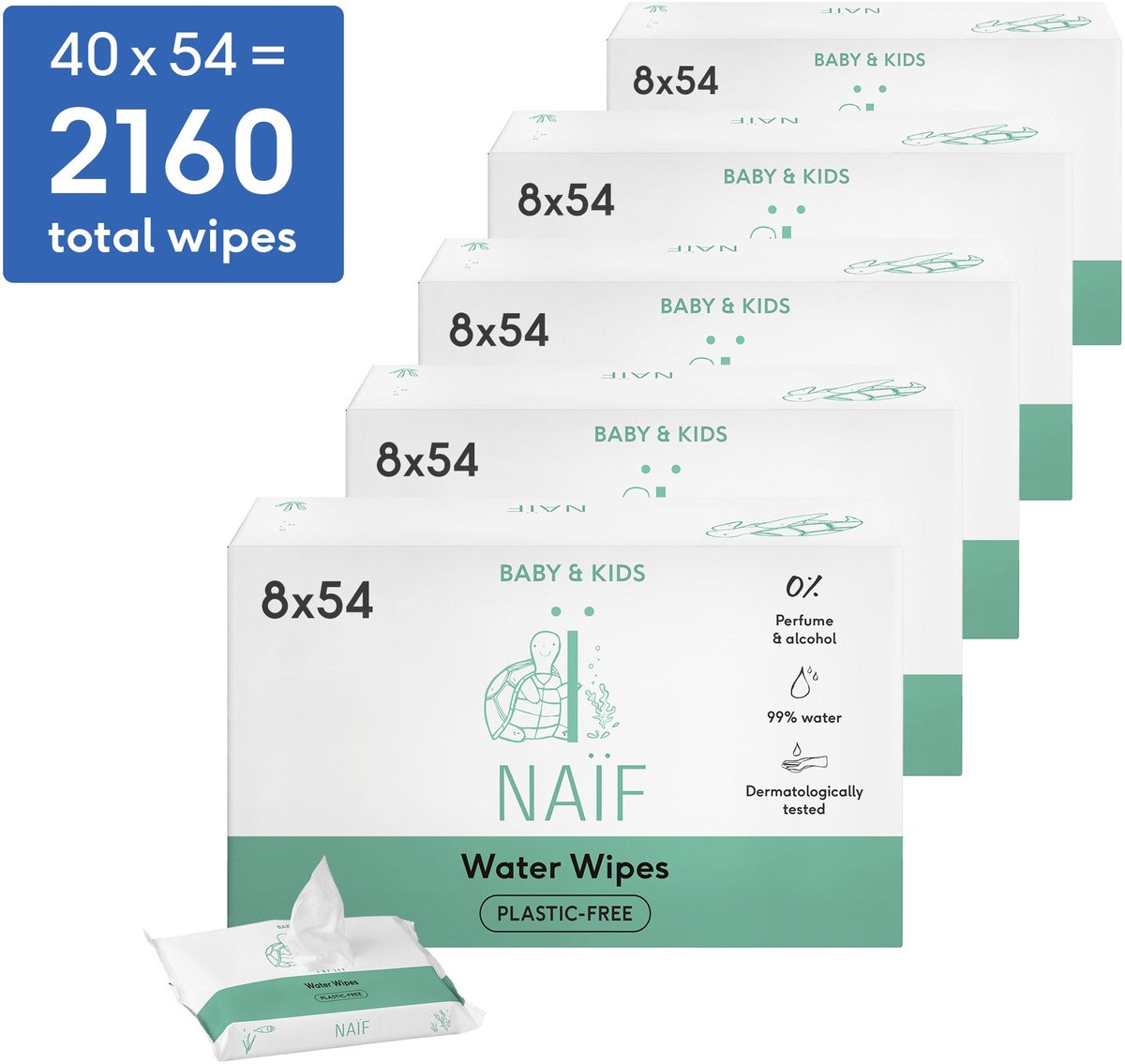 Bol.com Naïf Billendoekjes XL – Baby & Kind – 99% Water – 0% Parfum & Alcohol – Plasticvrij – 2160 Stuks (40x54) aanbieding