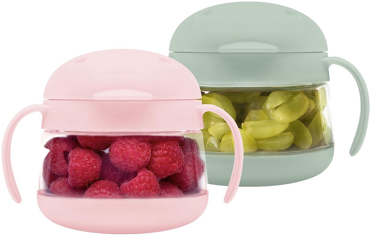 Azomor® Veilige en Morsvrije Snackcontainer voor Peuters in Set van Twee Kleuren