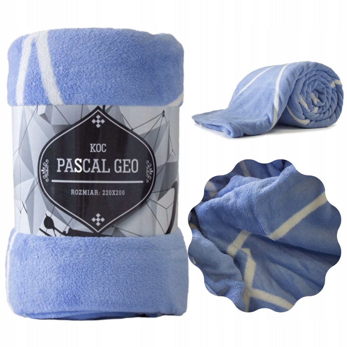 Pascal Geo Plaid Microvezel 200x220 cm Blauw - Geometrisch