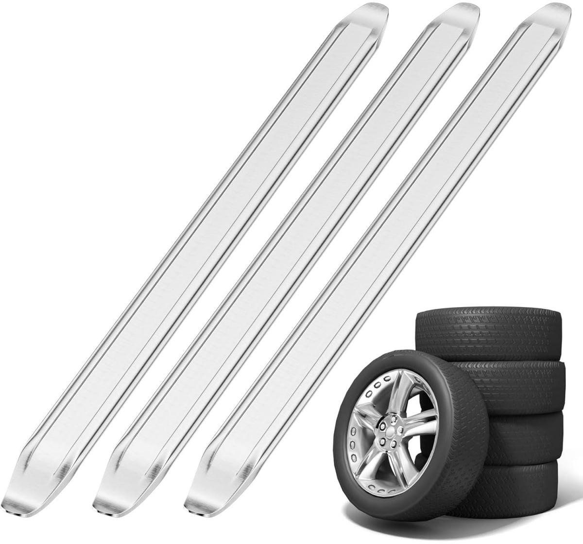 EXCITAT Bandenlichter voor motorfietsen - Bandenlichter voor auto's - Bandenlichter voor scooters - Metalen bandenlichter - Bandenlichter voor auto's - Handmatige bandenlichter voor het wisselen van autobanden - 3 stuks - Zilver
