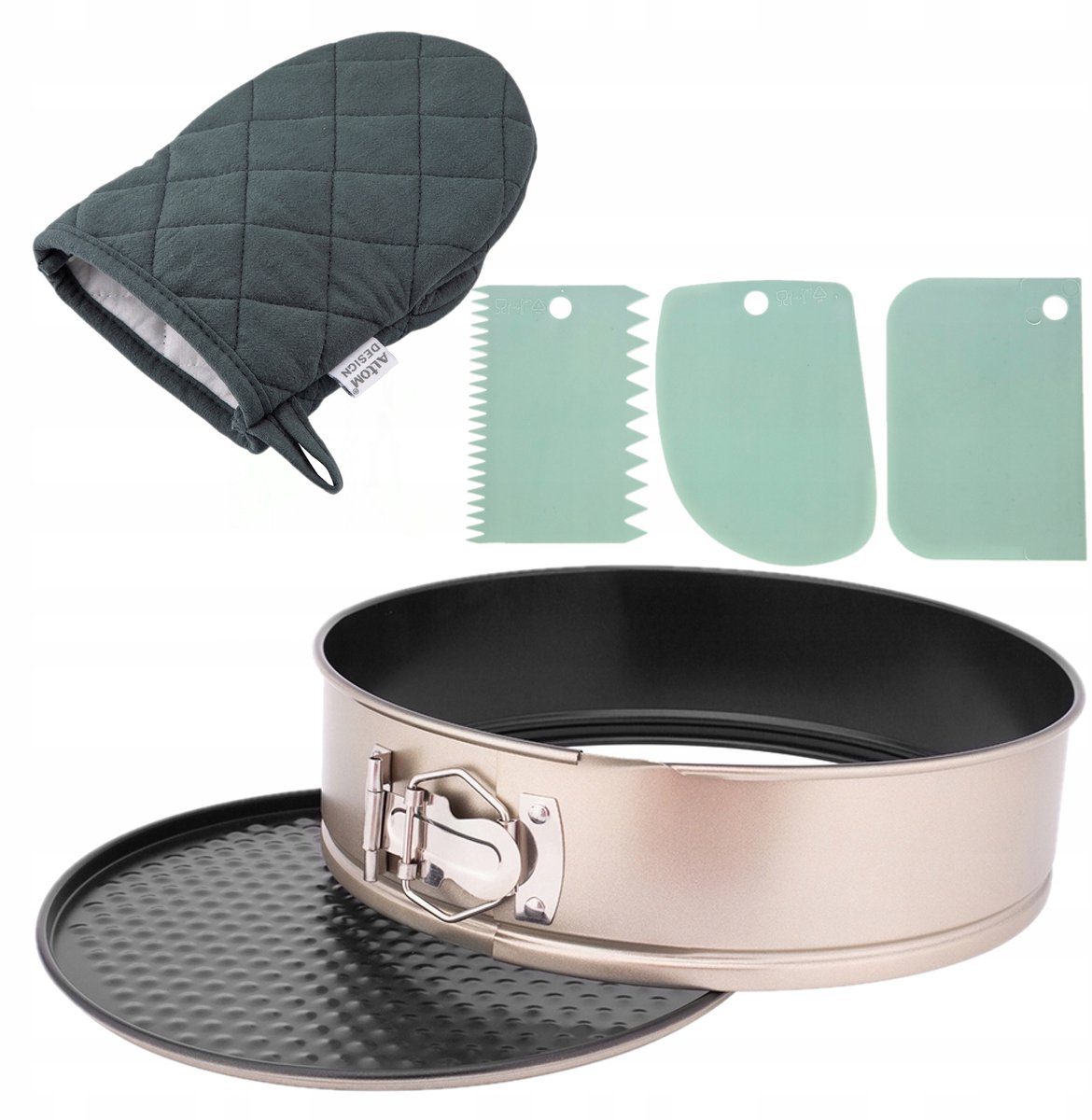 Gouden Taartvorm 24cm met Spatels & Tang - Non-stick