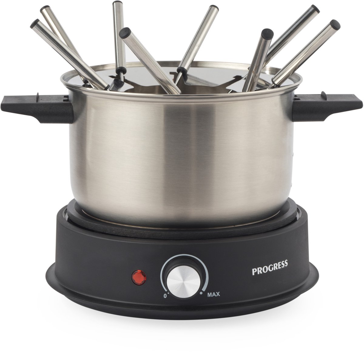 Progress Elektrische Fondueset - 8 RVS Vorken - 20 cm Pan