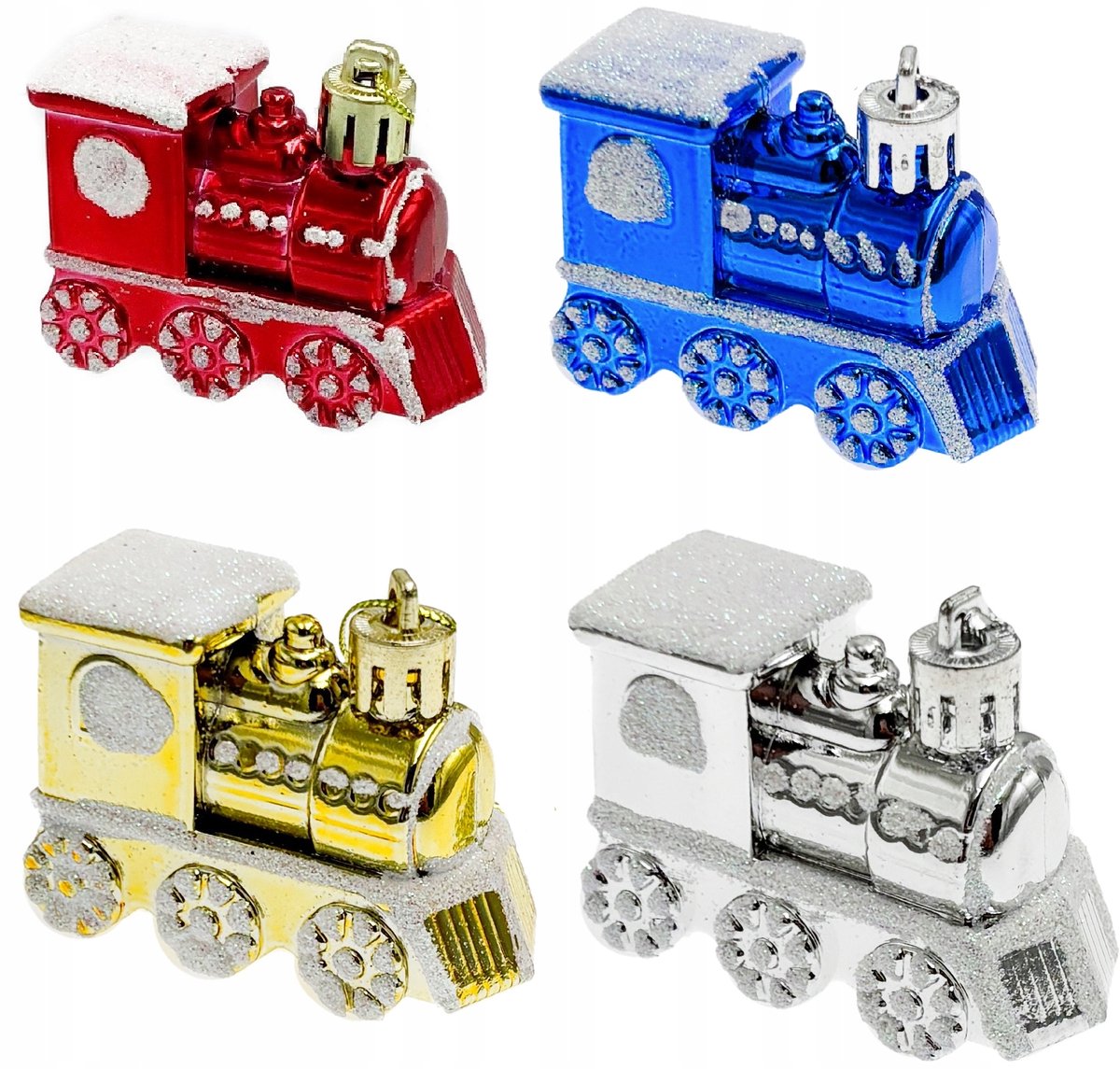 Kerstballen Trein Set van 4 Stuks - Onbreekbaar Plastic