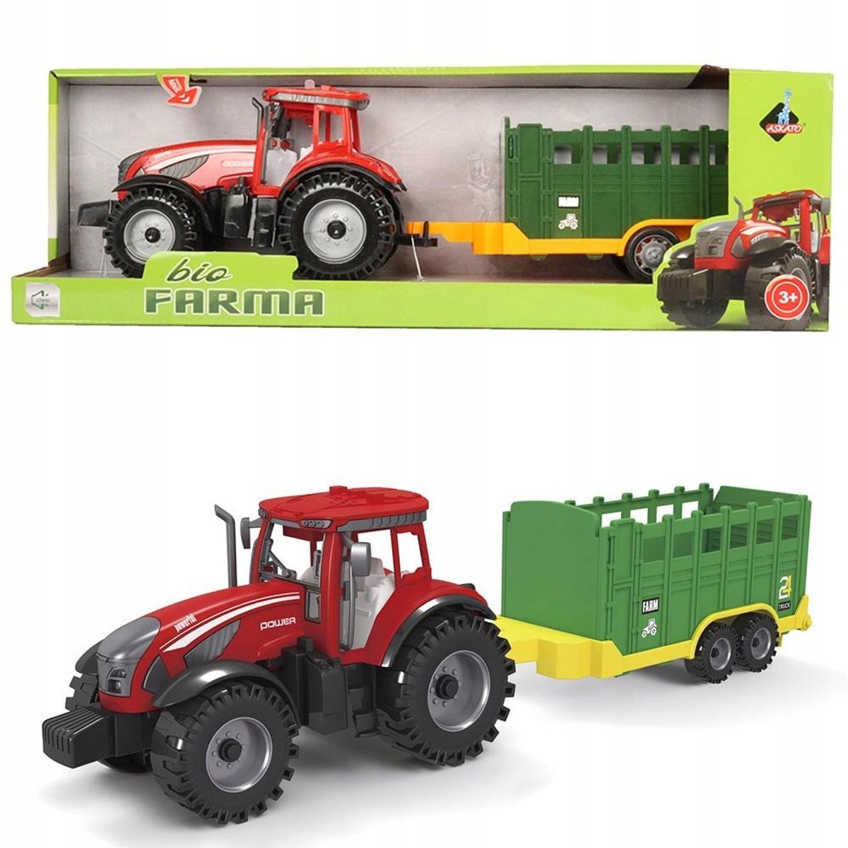 Askato Groene Traktor met Aanhanger - Geluidseffecten, 3+ Jaar