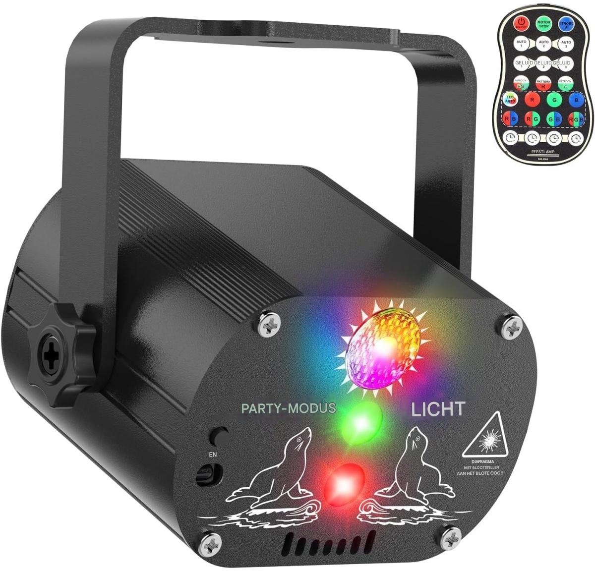 EXCITAT Podiumverlichting - Disco-licht met lichteffect - met stroboscoop en afstandsbediening - Groothoek discobal met muziekbediening - USB-feestverlichting - Geweldig voor festivals, feesten en meer - Zwart