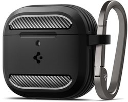 Spigen Rugged Armor geschikt voor AirPods 4 hoesje - Matte Zwart