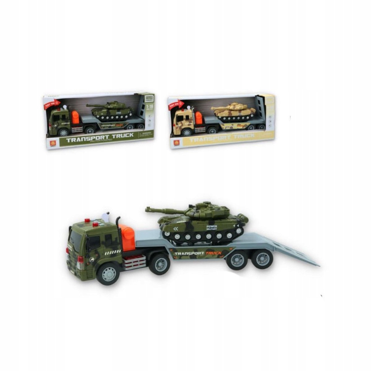 Militaire Transporter met Tank, Licht & Geluid, 1:16