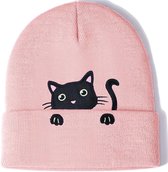 Schattige kattenoormuts, warme pluchen muts voor de winter, grappige cartoonmuts