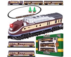 Elektrische treinset met wagons, rails en LED-verlichting