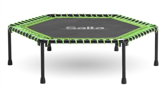 Salta Fitness - 128 cm - Belastbaar tot 110 kg - Fitness / sport trampoline met verstelbaar handvat - Elastieken veren, stevig frame - Mini trampoline volwassenen met handgreep in 5 hoogtes - Groen