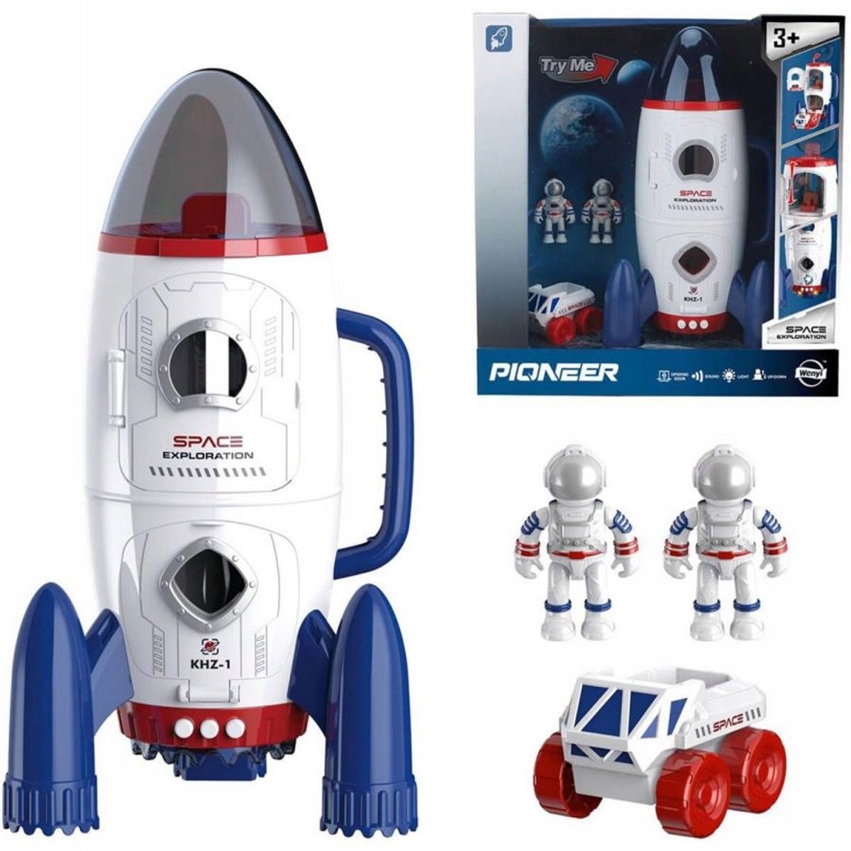 Grote Ruimteraket met Astronauten - Licht & Geluid