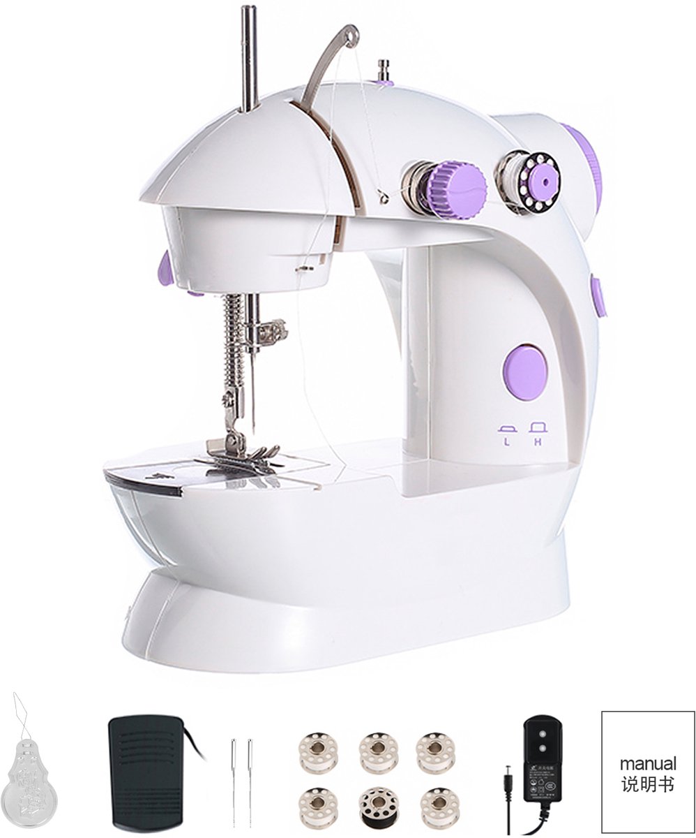 Creatorally Huishoudelijke Mini Elektrische Naaimachine - Dubbel Draad - 2 Snelheden Naaimachine met Pedaal - Naaien voor Beginners & Kids - - Naaiset