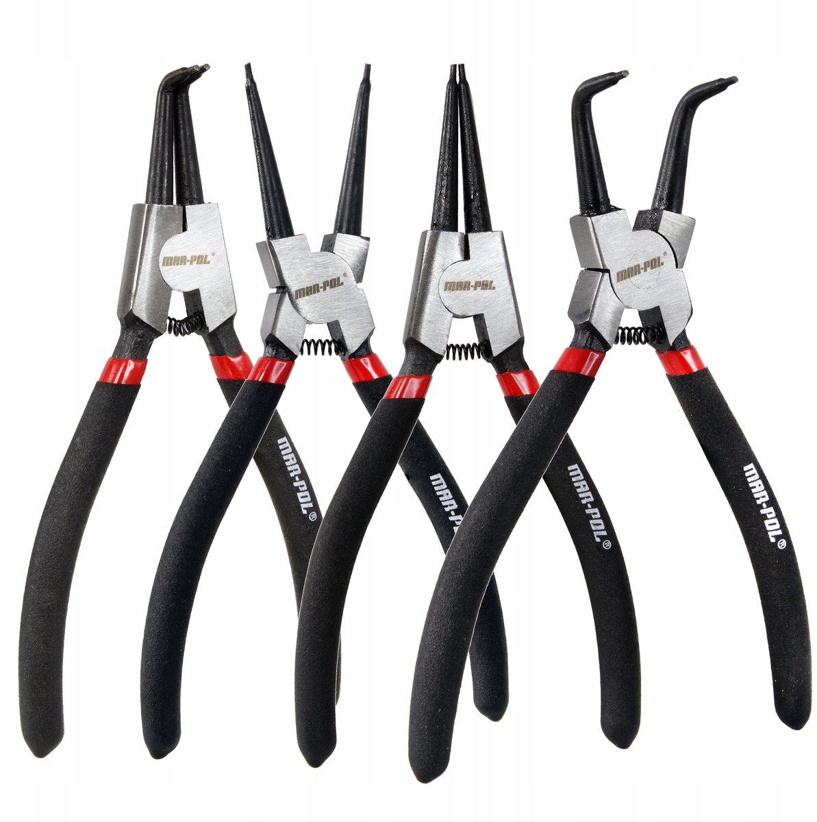 Set Seegerringtangen 7'' 180mm 4 Delen Recht Gebogen