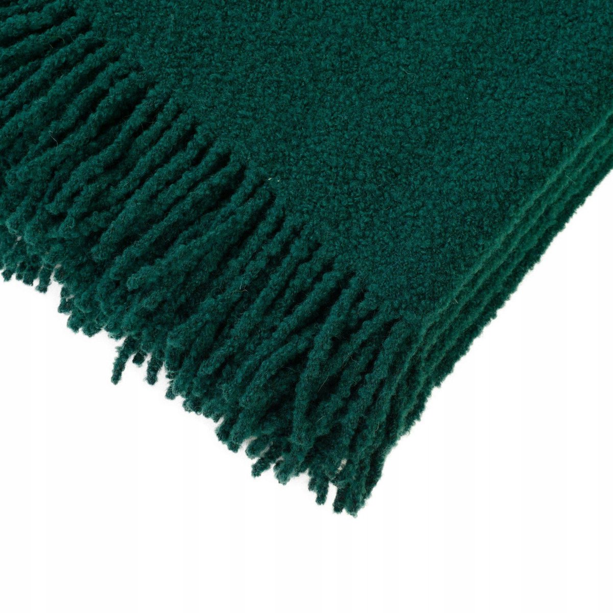 KAMPOL Luxe Merino Wolle Deken Gesp 140x200cm Groen met Franjes