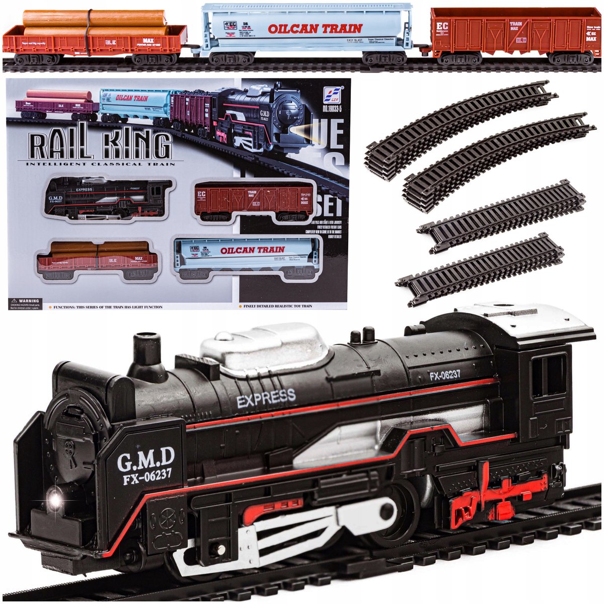 Rail King Elektrische kindertrein met wagons en rails - Educatief speelgoed