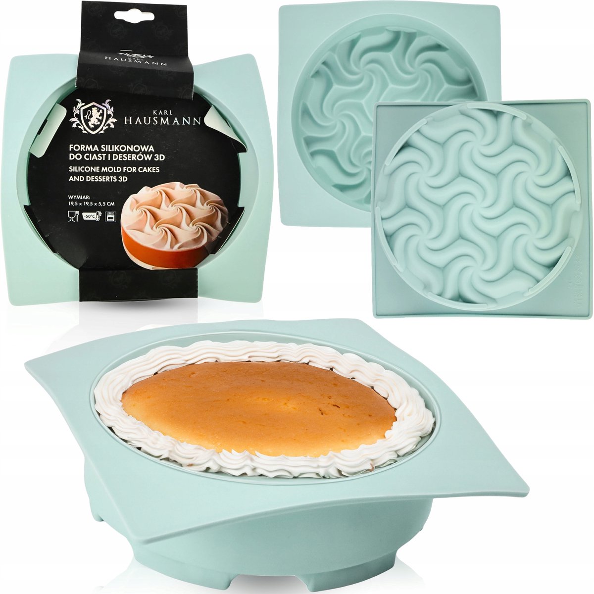 3D siliconen mal voor desserts - rond 19,5 cm