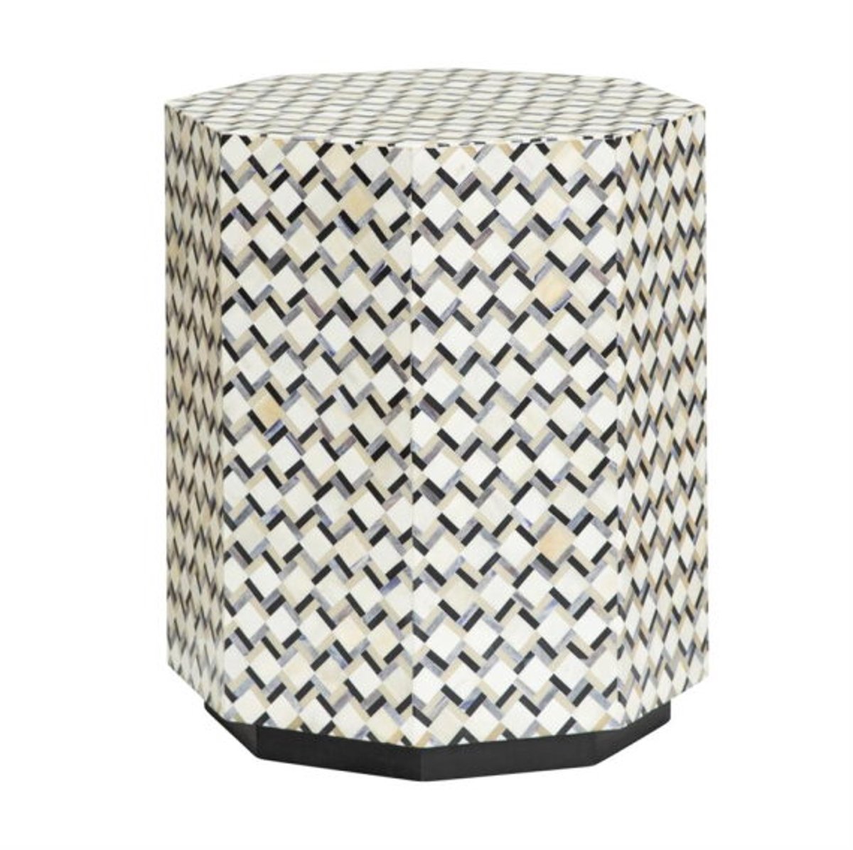 Tower Living Bijzettafel Brendola - Achthoek Wit/Zwart Bone inlay - 45x45x55cm