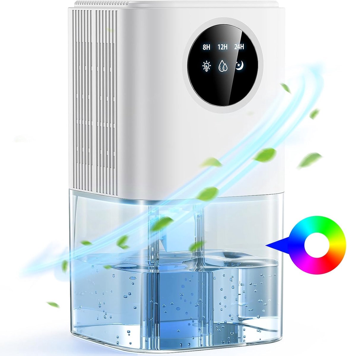 Luchtontvochtigers - 1800ML Luchtontvochtiger, Ultra-Stille Elektrische Ontvochtiger (≤38 dB), 7 LED-tactiele sfeer, Automatisch Uitschakelen, Draagbare Apparatuur met Timer voor Kleedkamer, Badkamer, Slaapkamer