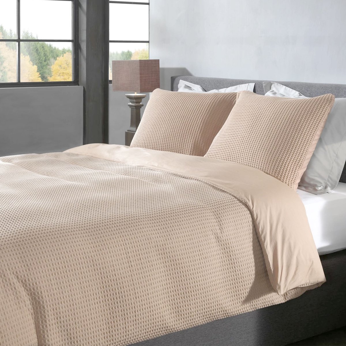 Wafel Dekbedovertrek – LitaLente Zand – 100% Katoen – 140x220 cm – Luxe & Ademend – Inclusief 1 Kussenslopen 60x70 cm – Hotelkwaliteit – Krimpvrij & Duurzaam – Geschikt voor Dekbed 140x220 cm