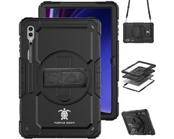 Geschikt voor Samsung Galaxy Tab S10 Ultra / Tab S9 Ultra / Tab S8 Ultra Hoes - 14.6 inch - Hoes met screen protector - Turtle Shift Cover Hoesje - Schouderriem - Shockproof - Met Standaard - Zwart