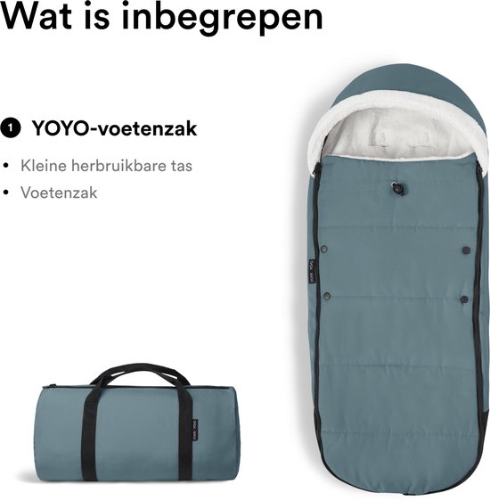 Stokke YOYO voetenzak, Aqua - Sherpa-voering, fleece met trekkoord, dubbele vulling - Machinewasbaar op 30°C - Inclusief kleine tas van Merkloos — afbeelding 5