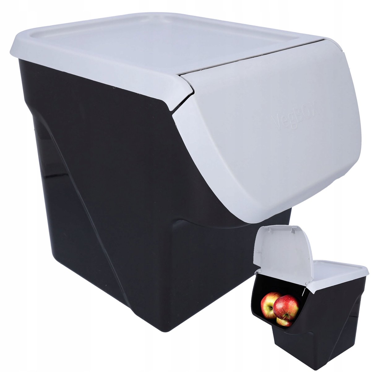 Voorraadcontainer voor Groenten & Fruit - 13L - Zwart/Grijs