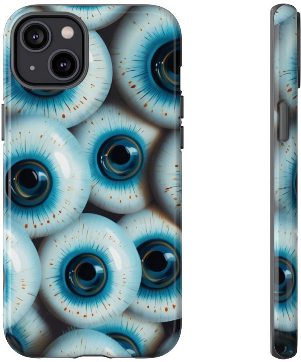 Glanzend Hoesje met Blauw Oogpatroon – Telefoonhoesje Geschikt voor iPhone 14 Plus