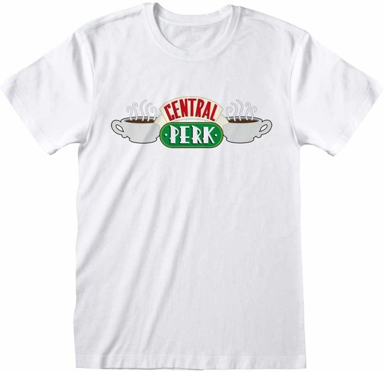 Witte T-shirt met het Central Perk logo in het midden.