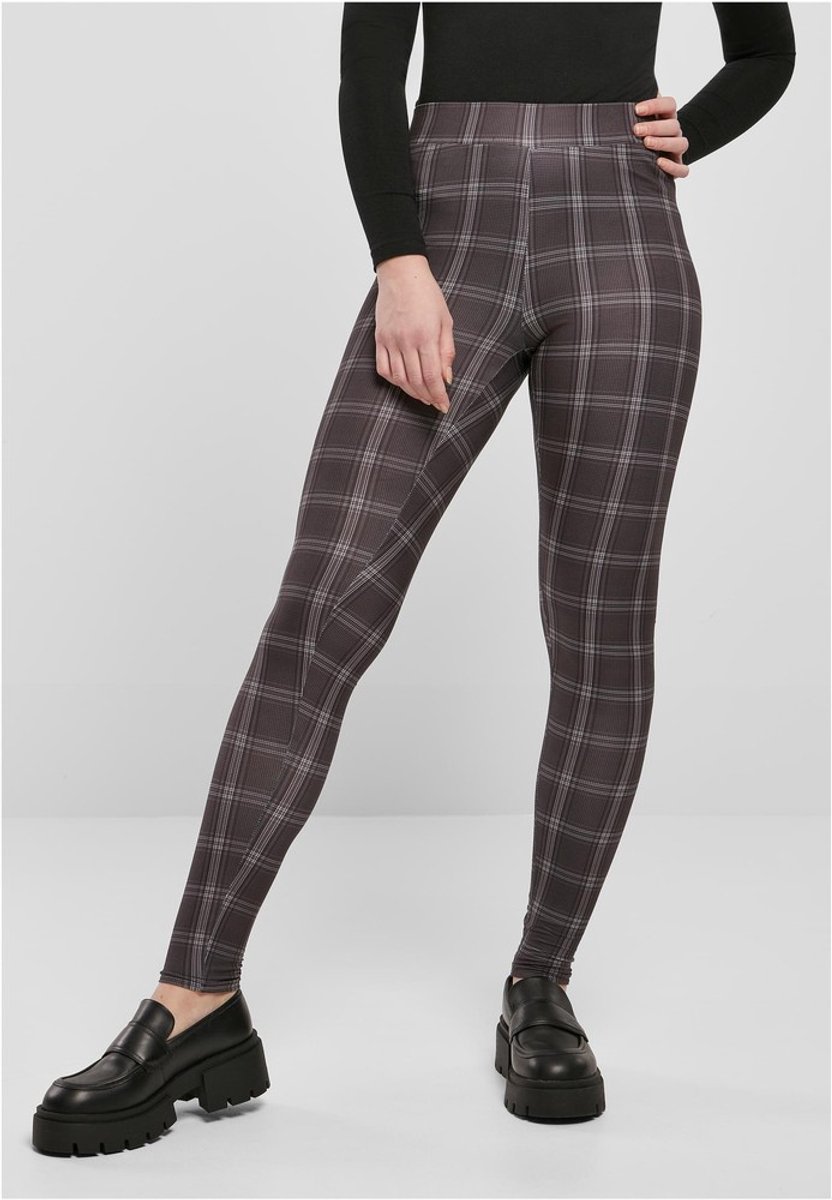 Urban Classics Soft AOP blackcheck Legging XS Zwart