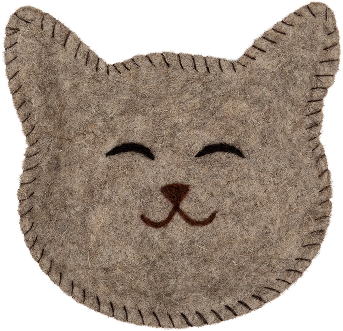 Decoratie schaal Kat 15x16x4 cm Grijs Vilt