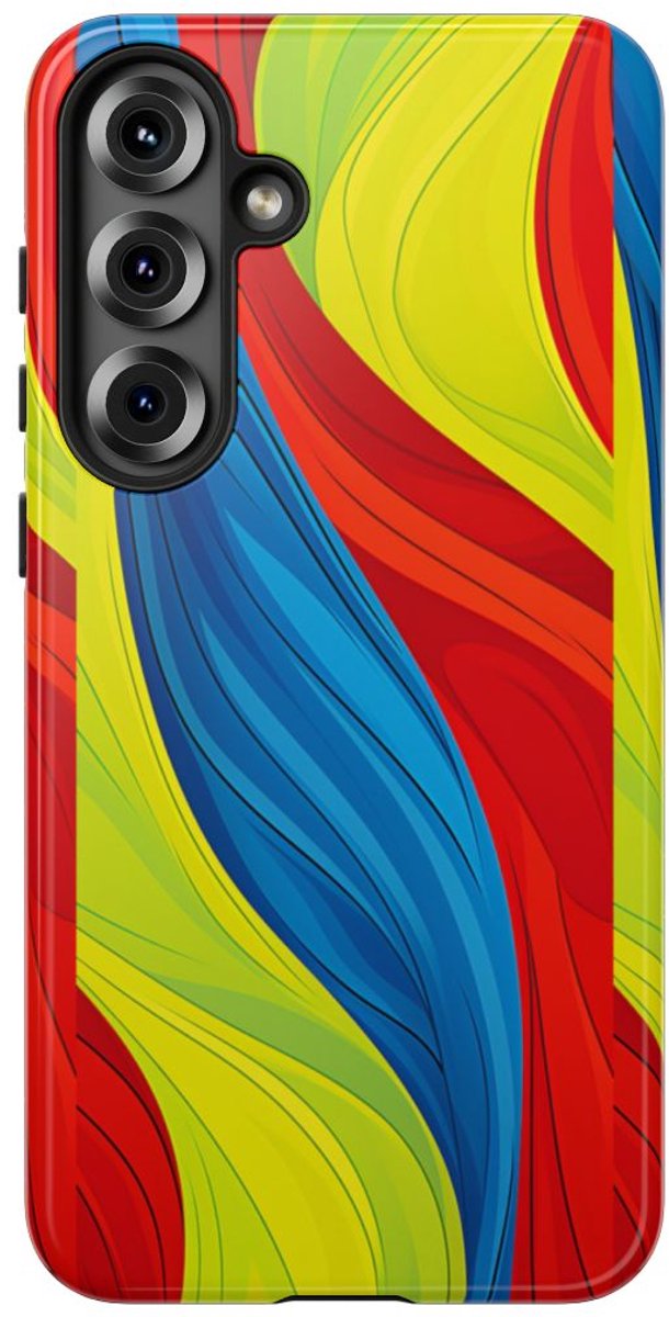 Kleurrijk Abstract Golfpatroon – Telefoonhoesje Geschikt voor Samsung Galaxy S25 Plus