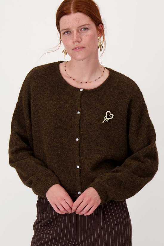 Zusss Basic Vestje Met Broche Bruin