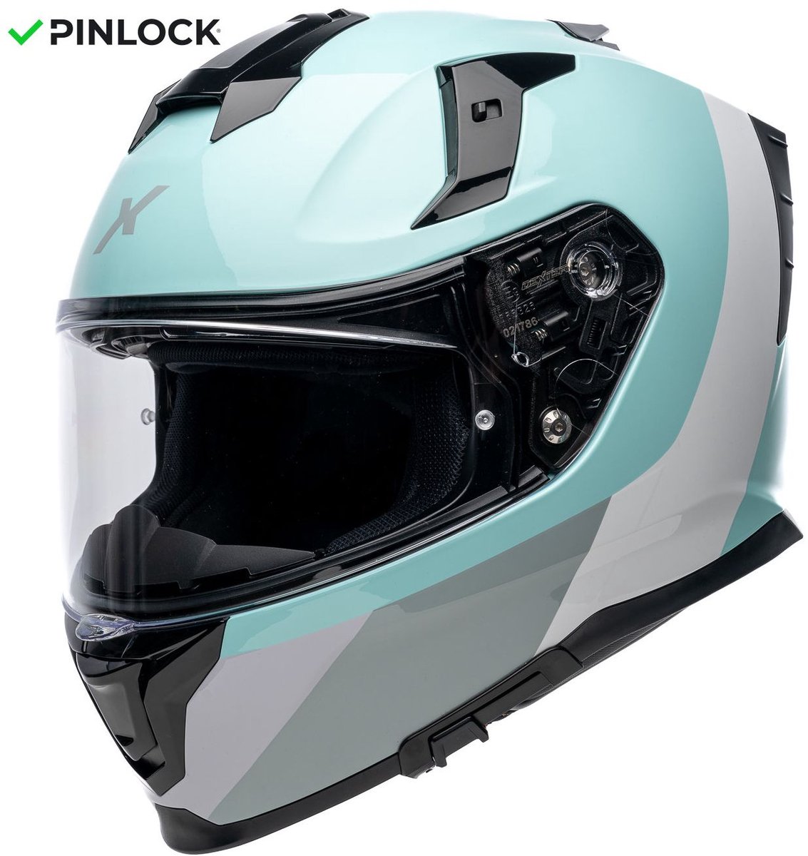 MOTOBLOUZ MIRAGE ZEPHYR Integraalhelm - ECE 22.06 gekeurde Helm Scooter, Motor & Brommer - Heren & Dames - blauw/wit/grijs Glanzend - S