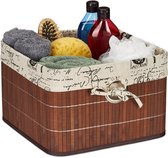 Relaxdays 2x panier de rangement bambou - panier d'armoire décoratif petit - marron - madje pour salle de bain