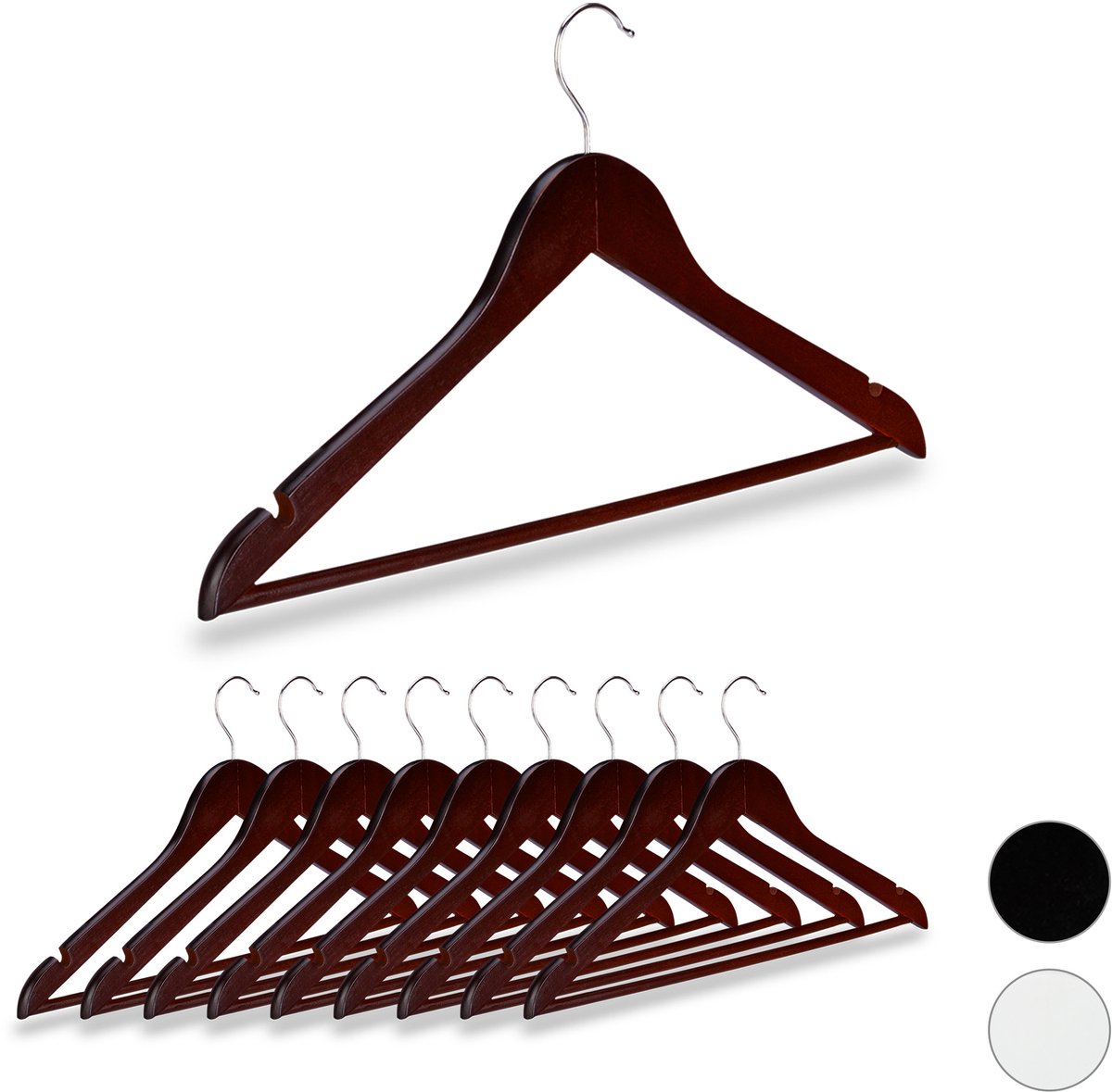 kledinghangers hout - set van 90 - broeklat - kleerhangers bruin - draaibaar