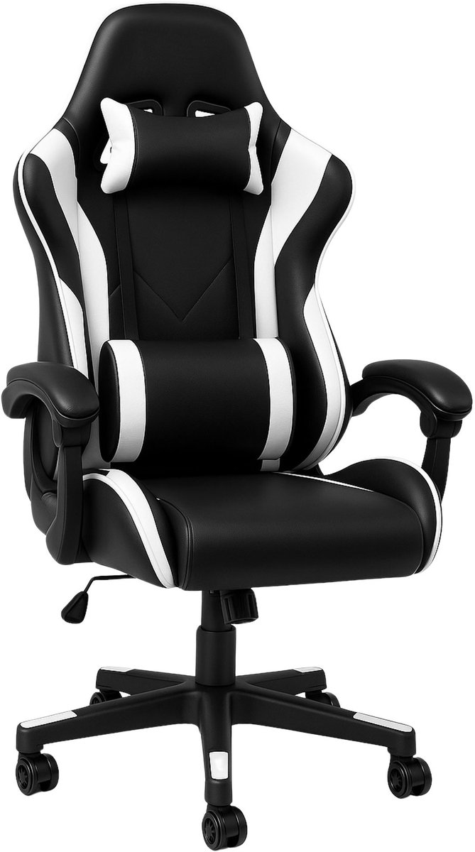 Bayt Gamingstoel -Gamestoel - Gaming chair - Met rug en armleuning - Verstelbare rugleuning - Comfortabele game stoel - Zwart en wit