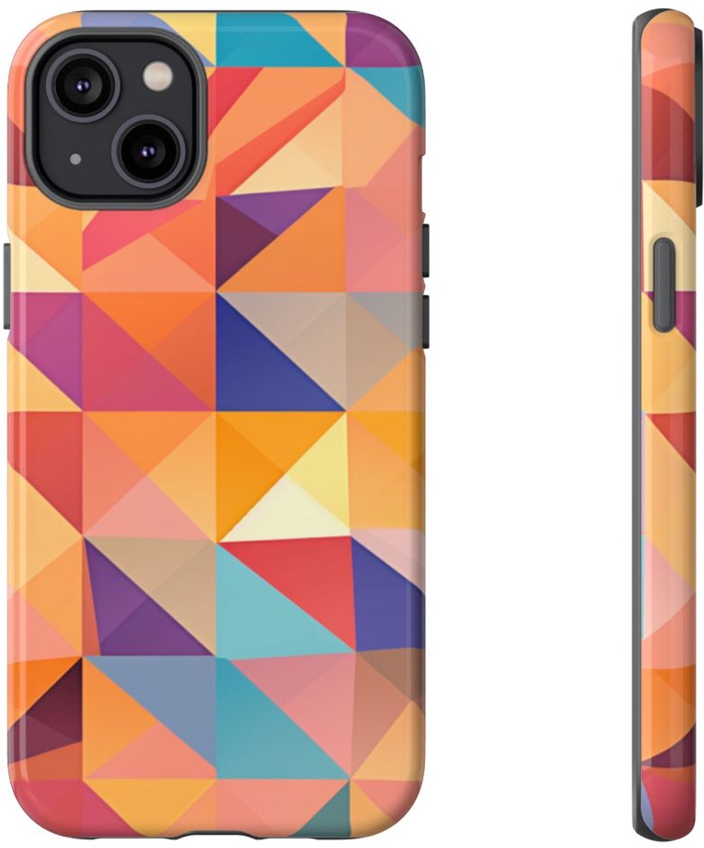 Kleurrijk Geometrisch Hoekpatroon – Telefoonhoesje Geschikt voor iPhone 14 Plus