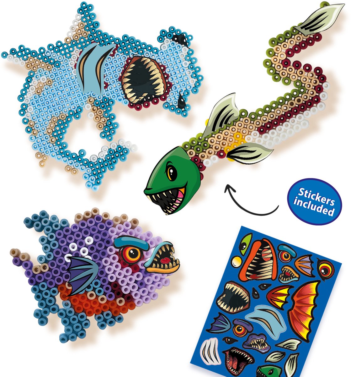 SES Creative Beedz Strijkkralen Set - Enge Zeedieren - Vanaf 5 Jaar - 2400 Stuks - Knutselen - PVC-Vrij - Schoencadeautjes Sinterklaas — afbeelding 3