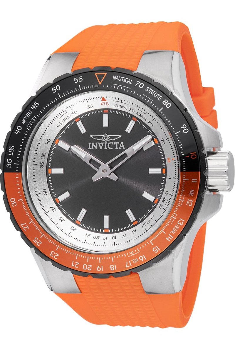 Invicta Aviator 49652 Heren Horloge - Waterdicht - Analoog - Quartz Uurwerk - Roestvrij Staal met grijze Wijzerplaat - 50mm