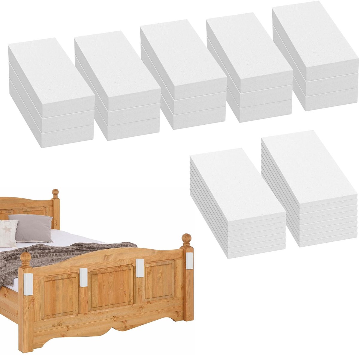 32 stuks EVA-schuim afstandhouders, zelfklevende muurbeschermer, bedhoofdeindestopper voor muur, incl. 16 stuks (15 mm dik) en 16 stuks (5 mm dik) muurbuffer voor wandbedden, kasten