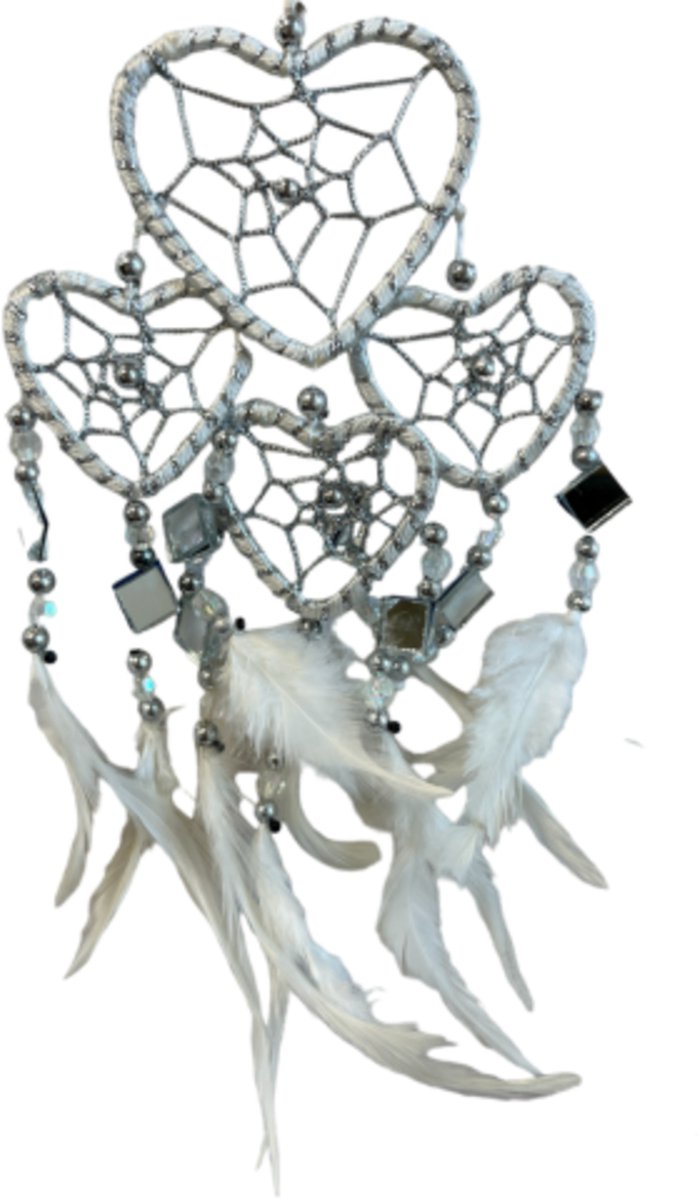 Ruben Robijn Dromenvanger hartje met spiegels - wit - 6 cm - Dreamcatcher
